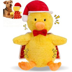 EXPAWLORER Christmas Squeaky Duck Dog Toy - Soft Plush Stuffed Toys with Santa Claus Costume, Interactive Chew Toy with Squeakers to Keep Them Busy,Best Gift for Puppy Small Medium Large Dogs Training