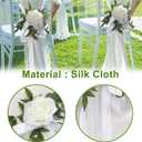 Fofetbfo Set of 10 Wedding Aisle Chair Decorations Silk Rose Chair Back Flowers with Ribbons Chairs Back Pew Flowers Arrangement for Wedding Ceremony Reception Decor (White/10Pcs)