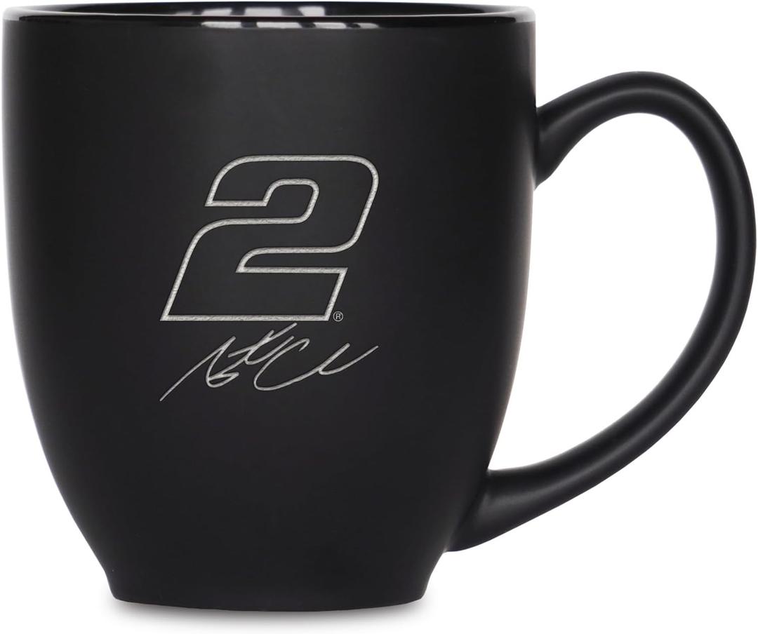 Rico Industries NASCAR Racing Pick Your Driver 15oz Laser Engraved Matte Black Ceramic Bistro Mug - For Hot or Cold Drinks