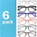 MIGSIR 6 Pack Blue Light Blocking Glasses for Women Men Stylish Computer & Gaming Glasses, Fashion Square Frame Eyewear (Multi Color) Clear