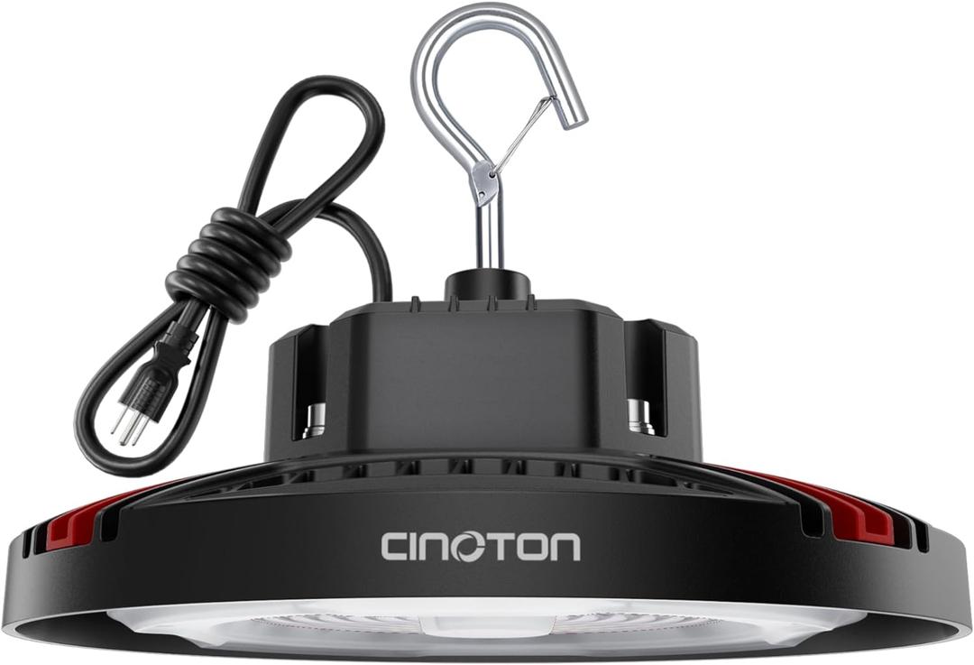 CINOTON 160W UFO LED High Bay Light, Aluminum LED Shop Lights with 24000LM, 5000K Commercial Bay Lighting for Warehouse Garage Workshop Factory, 6' Cable & Safety Rope, ETL Listed 1 Pack