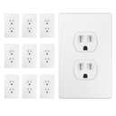 ENERLITES Duplex Receptacle, Matching Screwless Wall Plate Included, Residential Grade Duplex Outlet, Tamper-Resistant, Child-Safe, Grounding, 15A 125V, UL Listed, T-61581-TR-WSI10P, White, 10 Pack