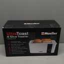 Mueller UltraToast Full Stainless Steel Toaster 4 Slice, Long Extra-Wide Slots for Bagels and Waffles, 6 Browning Levels, LED Display, Cancel/Defrost/Reheat Functions & Removable Tray, Kitchen Gadgets