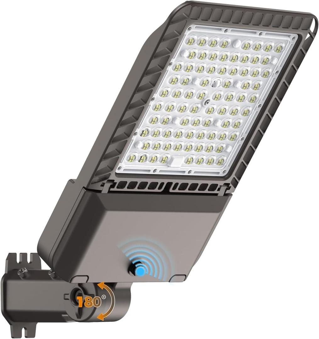 240W LED Parking Lot Light 60000Lm 6000K Street Light Dusk to Dawn Photocell IP65 Waterproof Commercial Outdoor Lighting 11 Years Lifespan for Parking Street Roadway Yard Warehouse Garage 1 Pack