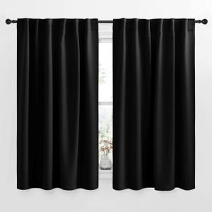 NICETOWN Halloween Blackout Curtain Blinds Window Panels - (Black Color) W52 x L63, Double Panels, Thermal Insulated Blackout Draperies for Living Room
