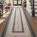 DEXI Woven Hallway Runner Rug, 3x10 Rustic Braided Vintage Carpets, Non Slip Indoor Outdoor Farmhouse Floor Rugs for Entryway, Kitchen, Laundry Room, Black/Ivory