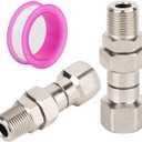 Lasuroa 2pcs 3/8" NPT Pressure Washer Swivel Fitting, Stainless Steel Rotating High Pressure Washer Adapter with Raw Tape Kink-Free Swivel Connector for Hose & Gun, 4500 PSI
