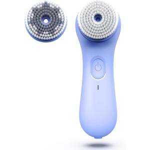 NgraCoola Face Scrubber Exfoliator, Rotating Facial Cleansing Brush for Men & Women, Rechargeable Waterproof, Electric Spin Face Scrub Brush with 2 Heads for Gentle Exfoliating & Deep Cleansing (Light Blue)