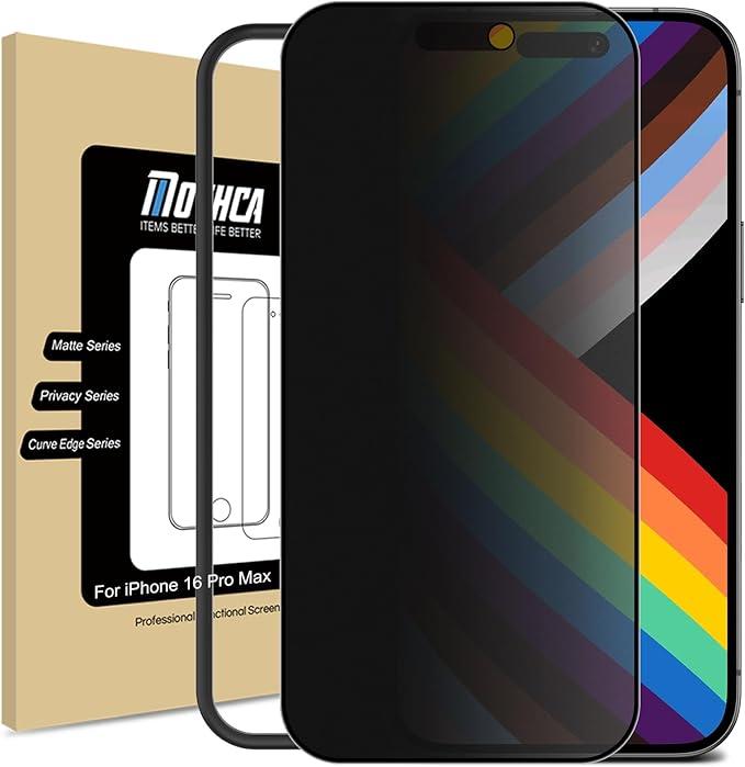 Mothca Matte Privacy Screen Protector for iPhone 16 Pro Max[6.9 inch] with Easy Installation Tool, Anti Spy Anti Glare Full Coverage Tempered Glass Film, AntiFingerprint, Case Friendly Smooth as Silk