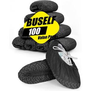 100 Count Shoe Covers Disposable Non-Slip, Premium Cloth Boot Covers, Slip-resistant, Durable, Breathable, Non-toxic, Recyclable (100ct Up to Men8.5 & Women 10)