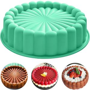 10Inch Charlotte Cake Pan Silicone, Nonstick Round Silicone Baking Mold, Round Silicone Cake Molds for Cheesecake, Strawberry Shortcake Brownie Tart Pie