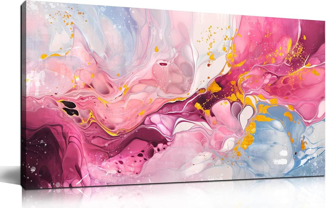 Abstract Canvas Wall Art for Living Room - Pink Wall Decor for Bedroom - Modern Wall Decor for Office Women Size 20" x 40"