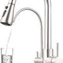 QAOYEDE 3 in 1 Faucet Kitchen with Drinking Water Tap, Dual Handle Pull Down Kitchen Faucet with Filter Faucet, 3-Way Faucet for RO System,Brushed Nickel
