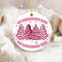2 x Gift for Girls Ornament 2025, Oh Christmas Tree Ornament  Cute Pink Christmas Tree Decoration, Sweet Treat Cookie, Fun Holiday Dcor Gift for Girls, Friends, or Pink Lovers