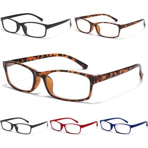 Gaoye Multi Pack Reading Glasses - Blue Light Blocking Lenses, TR90 Frames, UV400 - Eyeglasses with Clear Vision (Classic, Leopard, Red & Blue Mix) 1.75