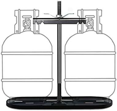 RVPNR RV Dual Propane Tank Cylinder Rack for Camper and Travel Trailer for 20lb Tanks, Black,