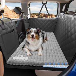 Btefd Truck Back Seat Extender for Dogs - Hard Bottom Thick Egg Crate Foam Fuzzy Blanket Mat Pet Car Seat Covers, Sturdy Backseat Trucks Dog Bed for Travel, Size: XL - for Full Size Crew Cab Truck / Full Size