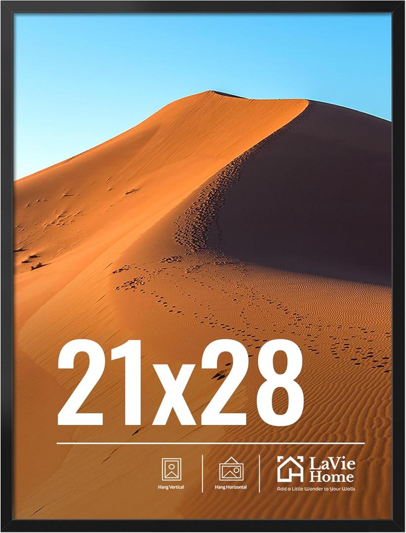 LaVie Home 21x28 Picture Frame for Wall Display, 21x28 Black Picture Frame with HD Plexiglas, 21 x 28 Poster Frame 1 Pack, Display Frame for Vertical or Horizontal, Classic Collection (Without Glass) LaVie Home 21x28 Picture Frame for Wall Display, 21x28 Black Picture Frame with HD Plexiglas, 21 x 28 Poster Frame 1 Pack, Display Frame for Vertical or Horizontal, Classic Collection (Without Glass)
