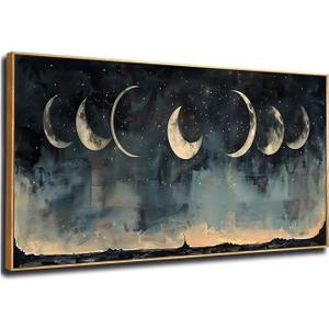 ILLBDR Framed Large Wall art Moon Wall art Nature Landscape Painting Decor Dark Academia Rustic Farmhouse Aesthetics for Bedroom Living Room Office 20"x40"