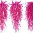 RECUTMS Artificial Plants Fake Hanging Vine Plant Hanging Eucalyptus Vine Artificial Leaves Greenery Plastic Plants for Indoor Bedroom Wall Decoration Outdoor Porch Home Wedding Decor(Pure Fuchsia)