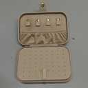 Travel Jewelry Case, PU Leather Jewelry Travel Organizer for Necklace Rings Bracelet Earrings Holder Case Portable Jewelry Boxes for Women, Light Taupe (Small)