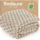 Bedsure Twin Blanket for Bed - 350GSM Fluffy Plush Bubble Blanket for College Dorm for Home Room Decor, GentleSoft Cute Fleece Soft Cozy Gifts for Women Girls, Beige, 60x80 Inches