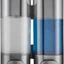 Shampoo and Conditioner Dispenser 2 Chamber No Drill, Shower Soap Pump Dispenser Wall Mounted, Body Wash Dispenser for Shower, Shower Gel Dispenser Shampoo Holder for Bathroom Accessories, Gungrey