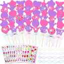 Juexica 20 Pcs Princess Fairy Wands Kit Include 6 Styles Unfinished Wooden Princess Accessories, 4 Pcs Gem Stickers, 4 Rolls Ribbons Make Your Own Fairy Wands for Christmas Kid Birthday (Pink, Purple)