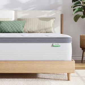Novilla Twin Mattress, 10 Inch Twin Hybrid Mattress for Kids, Pocket Innerspring Pillow Top Mattresses for Motion Isolation, Pressure Relief & Edge Support,Soft Feel but Supportive (White & Grey)