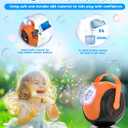 Halloween Bubble Machine, Bubbles Blower for Kids, Toddlers - 360 Rotation, 75 Adjustment, with LED Light - Bubble Toys Gifts for Boys, Girls, Outdoor, Birthday, Party (Black+orange)