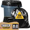 Tasker 30-33 Gallon Trash Bags Heavy Duty (MegaValue Pack 250 Count) Large Black Garbage Bags 30 Gallon - 32 Gallon - 33 Gallon- 35 Gallon. High Density Bags
