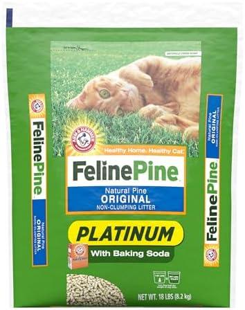 Feline Pine Platinum Non-Clumping Cat Litter, Feline Pine Cat Litter 18lb