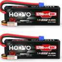 HOOVO 7.4V 5200mAh 80C 2S Lipo Battery Hard Case with EC3 Plug for Popular RC Car RC Helicopter Quadcopter UAV Drone FPV Tracxas Slash Buggy Team Associated(2 Packs)