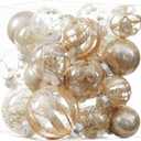 Clear Christmas Ball Ornaments,24ct Shatterproof Plastic Decorative Christmas Ornaments Hanging Xmas Tree Baubles Set with Stuffed Delicate Glittering Decorations for Holiday Party Decor (Champagne) (Multi-Size/24-Pack)