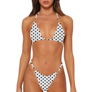 Sexy Bikinis for Women 2 Piece Bikini Spaghetti Strap Swimsuits Solid Color Bathing Swimwear Triangle Bathing Suit (Medium, White-polka Dots) Sexy Bikinis for Women 2 Piece Bikini Spaghetti Strap Swimsuits Solid Color Bathing Swimwear Triangle Bathing Suit (Medium, White-polka Dots)