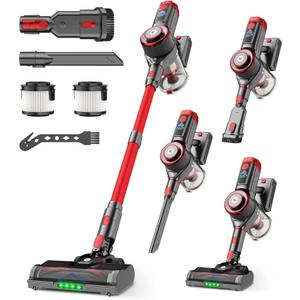 Cordless Vacuum Cleaner, 650W 55KPa Powerful Stick Vacuum, 70-Min Runtime, Self-Standing, Anti-Tangle Brush, OLED Display, Vacuum for Carpet, Hardwood Floors & Pet Hair
