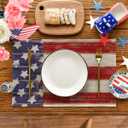 Artoid Mode American Star and Stripes 4th of July Placemats Set of 4, 12x18 Inch Patriotic Memorial Day Table Mats for Party Kitchen Dining Decoration