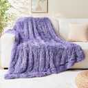 GONAAP Fuzzy Faux Fur Throw Blanket Purple Super Soft Cozy Plush Fuzzy Shaggy Blanket for Couch Sofa Bed (Purple, Throw(50"x60"))