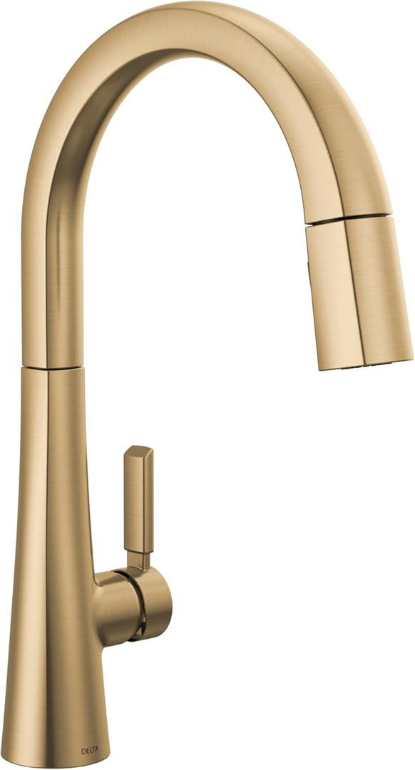 Delta Faucet Monrovia Gold Kitchen Faucet, Kitchen Faucets with Pull Down Sprayer, Kitchen Sink Faucet, Gold Faucet for Kitchen Sink with Magnetic Docking, Lumicoat Champagne Bronze 9191-CZ-PR-DST