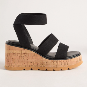 SM New York Triple Band Stretch Wedge Sandals 7.5