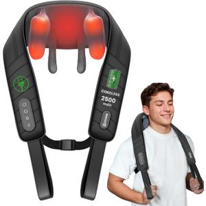 COMFIER Cordless Neck Shoulder Massager with Heat, Shiatsu Neck Back Massage for Pain Deep Tissue, 4D Kneading, Gifts for Dad Mom (Classic Black)