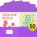50Pcs Purple Folders with Pockets and Business Card Holder,Two Pocket Folders for School,Home or Office,Durable Heavy Duty File Folders