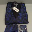 COOFANDY Men's Christmas Vest Tie Set 3PC Paisley Jacquard Waistcoat and Necktie Pocket Square for Holiday Party Wedding (Large)