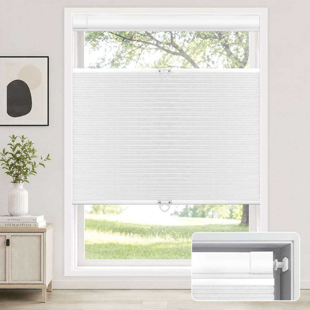 No Drill No Tools Top Down Bottom Up Blackout Cellular Shades White 36x42