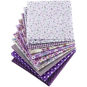 10 Pieces 20 x 20 Inch Quilting Patchwork Fabric Floral Patchwork Cotton Purple Fabric DIY Handmade Sewing Quilting in Different Designs for DIY Crafts Projects Supplies