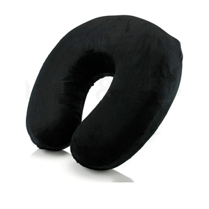 Memory Foam Easy Portable U Shaped Travel Pillow Neck Support Head Rest Airplane Car Cushion (Black)