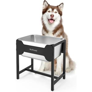 2.5 Gallon Elevated Dog Water Bowl for Large Breeds, 14.2" Tall Raised Stainless Steel Large Dog Water Bowl with Full Metal Stand for Relief Joint Pressure, Tip-Proof, Easy to Clean, Indoor & Outdoor