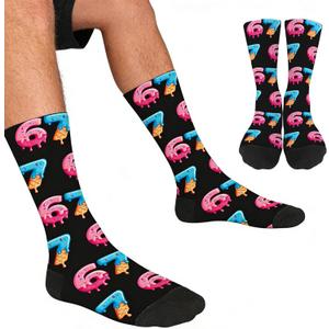 6 7 Ice Cream Socks for Adults, 67 Funny Meme Design Funny Sock for Men Women, Funny Special Design for Loved/Friends(Fit for M 4.5-11.5/W 6-13)