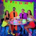 3 Pack 3.28ft x 6.56ft Glow in The Dark Party Decor Supplies for Wedding Birthday Baby Shower Bachelorette Banners DecorationsFluorescent Macaron Yello