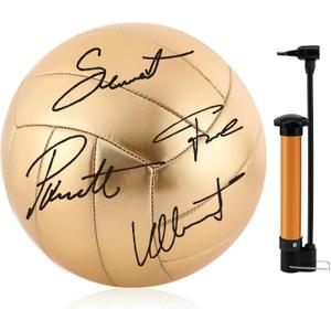 Hiboom Size 5 Gold Autograph Volleyball with Air Pump for Trophies Player Awards High School College Anniversary Coaching Gift Awards Championship Party